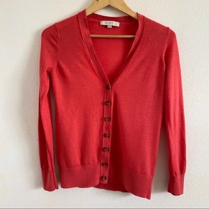 Ann Taylor Loft Pink Cardigan with Brown/Tan Buttons Size Small